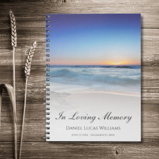 Caderno Espiral Memorial Azul do Oceano Praia ou Livro de Convidad