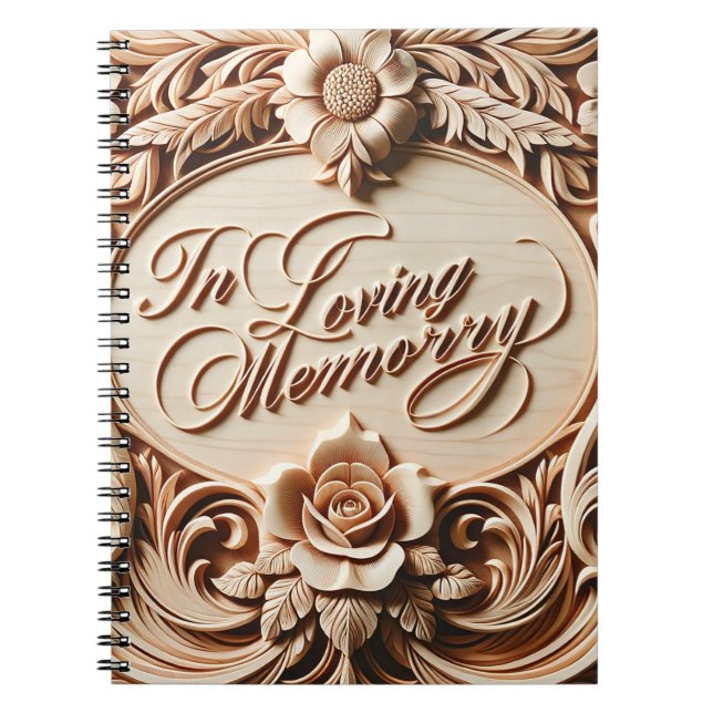 Caderno Espiral Memorial Faux Wood Funeral Guest / Fotografias (Frente)