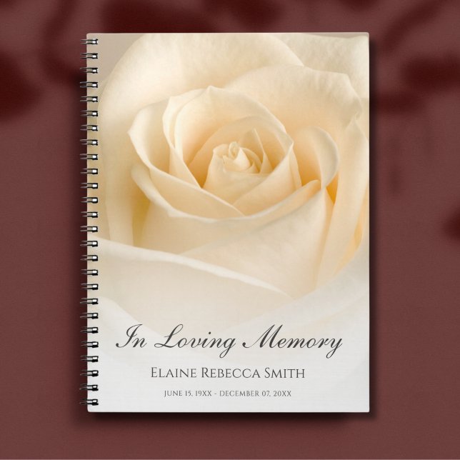 Caderno Espiral Memorial ou Funeral Guest Book Floral Rosa (Rose Memorial Guest Book)