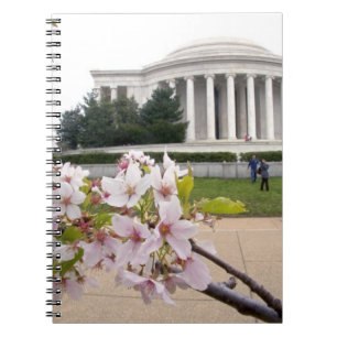 Caderno Espiral Memorial Thomas Jefferson com flor de cerejeira