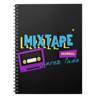 Caderno Espiral Memórias de MixTape Nostalgia de Cassete Retrô