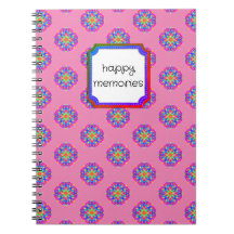 Memórias felizes - Estrela Rosa Mandala Boho Noteb