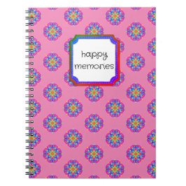 Caderno Espiral Memórias felizes - Estrela Rosa Mandala Boho Noteb