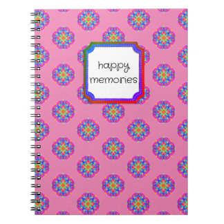 Caderno Espiral Memórias felizes - Estrela Rosa Mandala Boho Noteb