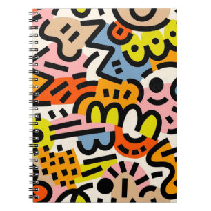 Caderno Espiral Memphis - padrão uniforme