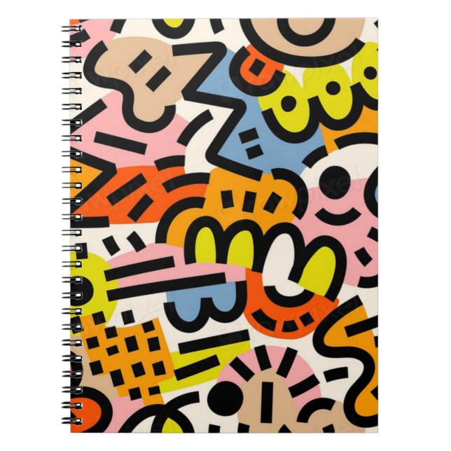 Caderno Espiral Memphis - padrão uniforme (Frente)