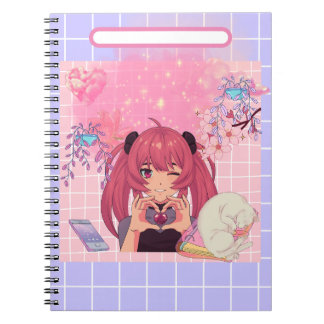 Caderno Espiral Menina animada mostrando amor