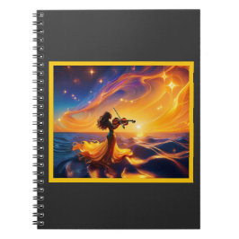 Caderno Espiral Menina Asiática Jogando A Cena Surreal Violina