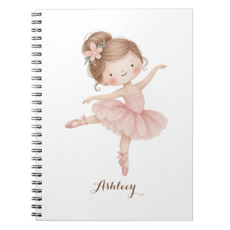 Caderno Espiral Menina Bailarina Aquarela Fofa Nome Personalizado