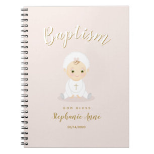Caderno Espiral Menina Batismo com Bonnet