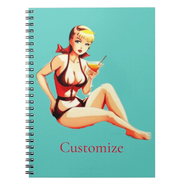 Caderno Espiral Menina Bikini, Loura-branca, Thunder_Cove (Frente)