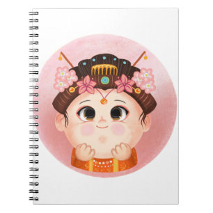 Caderno Espiral Menina bonita numa fantasia de Princesa China