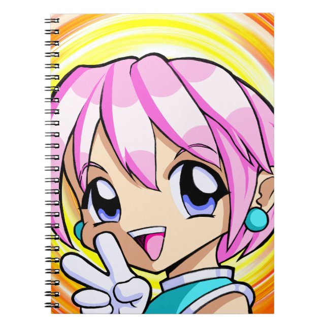 Caderno Espiral Menina bonito do Anime (Frente)
