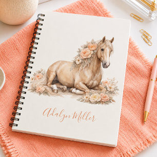 Caderno Espiral Menina Cavalo Peach Caprichoso Personalizado