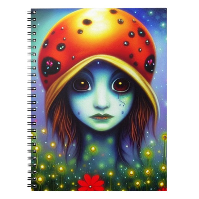 Caderno Espiral Menina com chapéu de joaninha (Frente)