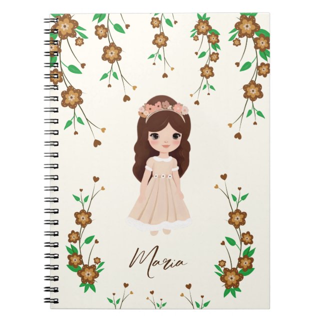 Caderno Espiral Menina com flores (Frente)