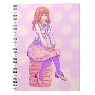 Caderno Espiral Menina cor-de-rosa de Macaron
