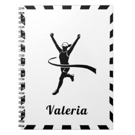 Caderno Espiral Menina Correndo Maratona Pista Cruzamento de Estra