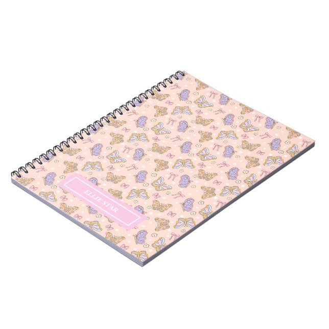 Caderno Espiral Menina da Borboleta Caprichosa Personalizada (Left Side)