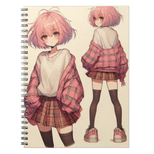 Caderno Espiral Menina da escola de animação