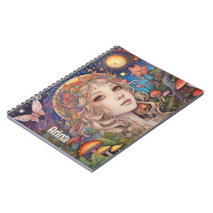 Caderno Espiral Menina de fantasia mística - Magia personalizada
