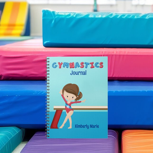 Caderno Espiral Menina de Ginástica Fofa Ginasta Personalizada (Criador carregado)