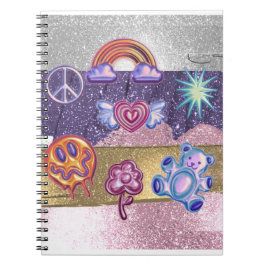 Caderno Espiral menina de ícones brilhantes