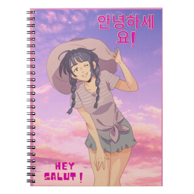 Caderno Espiral Menina de manga de anime (Frente)