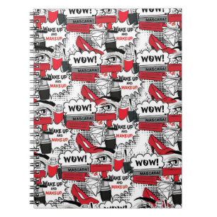 Caderno Espiral Menina de maquiagem bonita - Bela kawaii e moda de