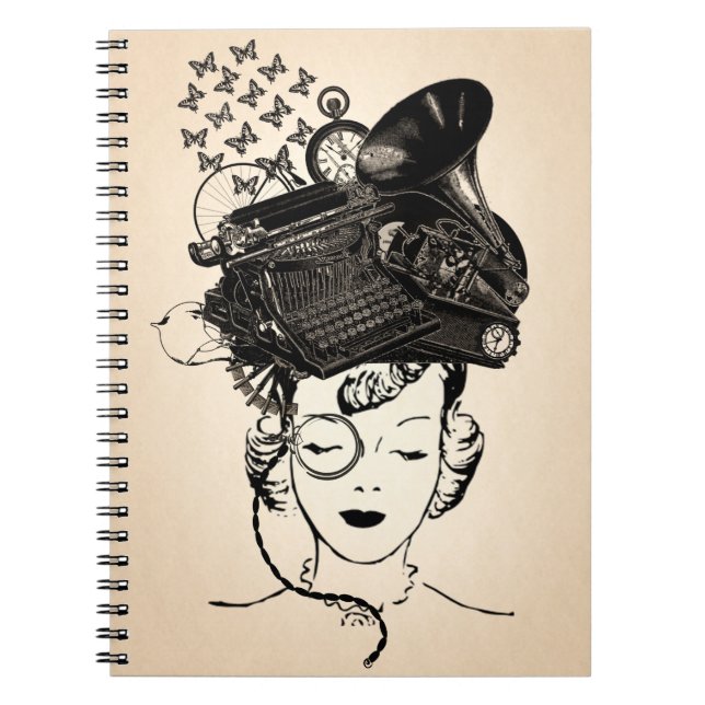 Caderno Espiral Menina de Steampunk (Frente)