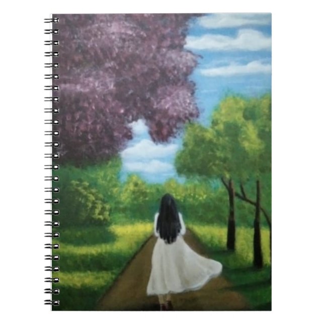 Caderno Espiral Menina de Vestido Branco (Frente)