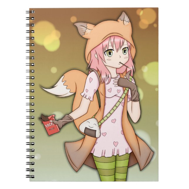 Caderno Espiral Menina do Anime em Fox Cosplay (Frente)