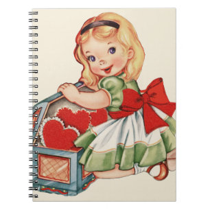 Caderno Espiral Menina do Coração - Crianças Retron Cute