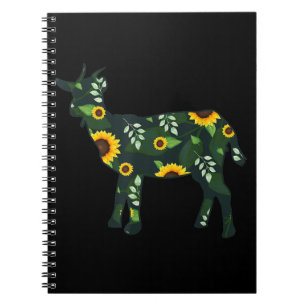 Caderno Espiral Menina do Girassol Floral Cabrito Havaiano