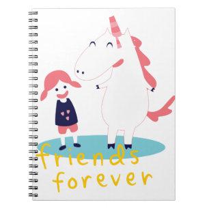 Caderno Espiral Menina e Unicórnio Melhor Amigo
