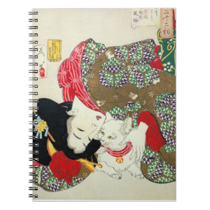 Caderno Espiral Menina japonesa com gato, Tsukioka Yoshitoshi