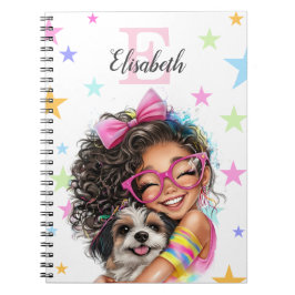 Caderno Espiral Menina Monograma Qualquer Inicial & Nome