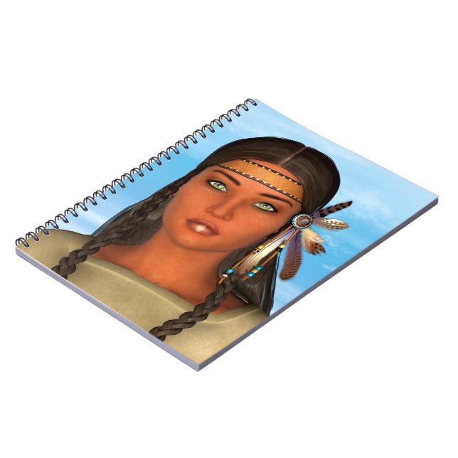 Caderno Espiral Menina Nativa Americana (Left Side)