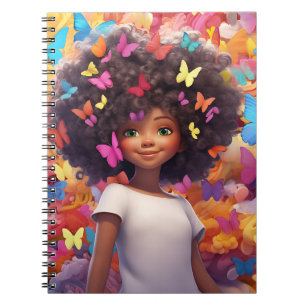 Caderno Espiral Menina negra melanina princesa da pele marrom