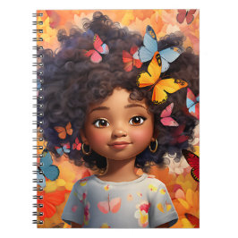 Caderno Espiral Menina negra melanina princesa da pele marrom