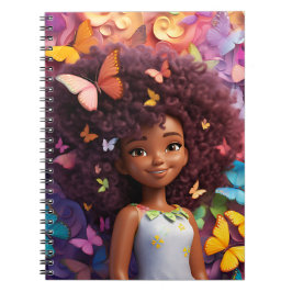 Caderno Espiral Menina negra melanina princesa da pele marrom