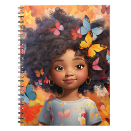 Caderno Espiral Menina negra melanina princesa da pele marrom