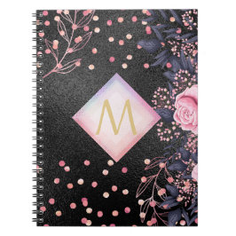 Caderno Espiral Menina negra ROSEGOLD rosa-brilho
