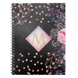 Caderno Espiral Menina negra ROSEGOLD rosa-brilho