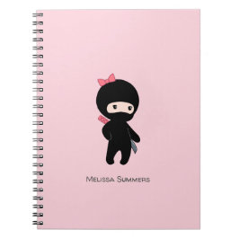 Caderno Espiral Menina Ninja, nome personalizado a rosa