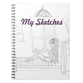 Caderno Espiral Menina no livro do esboço da sala