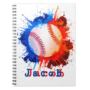 Caderno Espiral Menina personalizada do beisebol
