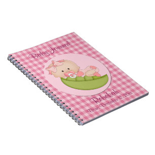 Caderno Espiral Menina personalizada em um Diário de bebê rosa-pod