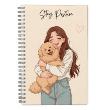Caderno Espiral Menina Positiva Abraçando Cachorro