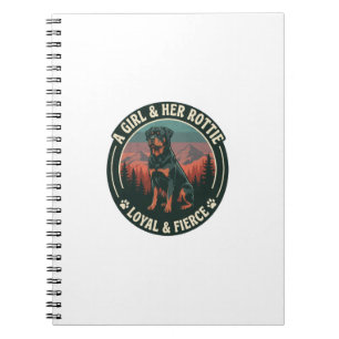 Caderno Espiral Menina Seu Rottie Leal Feroz Cão Rottweiler Montan